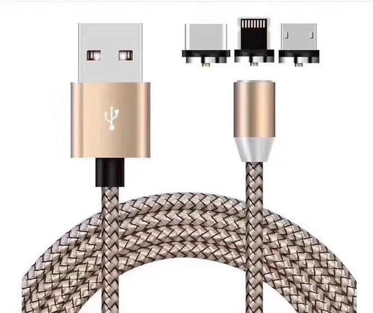 JMT-984970 Three-in-One Magnetic Suction Head Charging Cable for Android and Apple Devices, 1m Length