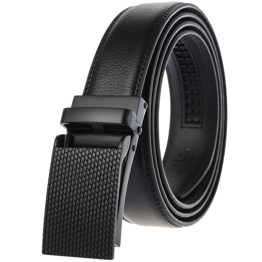 JMT-985034 Men's Leather Ratchet Belt with Automatic Buckle - Stylish and Adjustable Design
