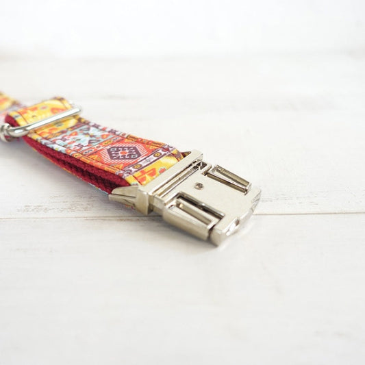 JMT-985098 Adjustable Bohemian Dog Collar with Bell - Durable Polyester, 16-32 cm (6.3-12.6 in) Size Options
