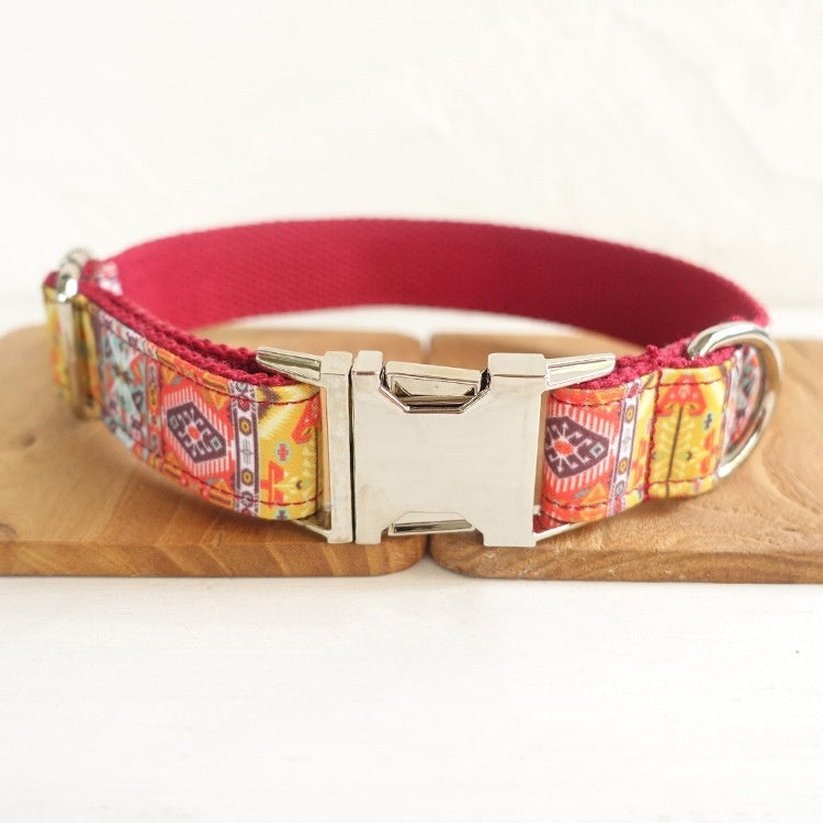 JMT-985098 Adjustable Bohemian Dog Collar with Bell - Durable Polyester, 16-32 cm (6.3-12.6 in) Size Options