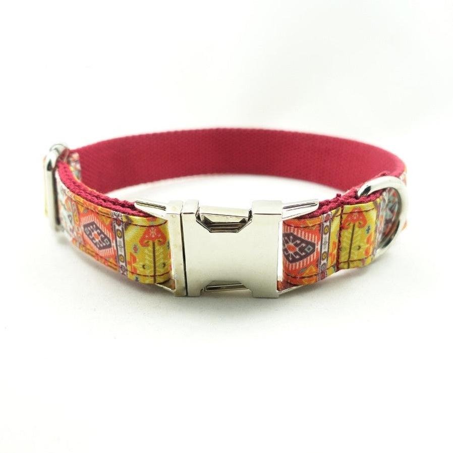 JMT-985098 Adjustable Bohemian Dog Collar with Bell - Durable Polyester, 16-32 cm (6.3-12.6 in) Size Options
