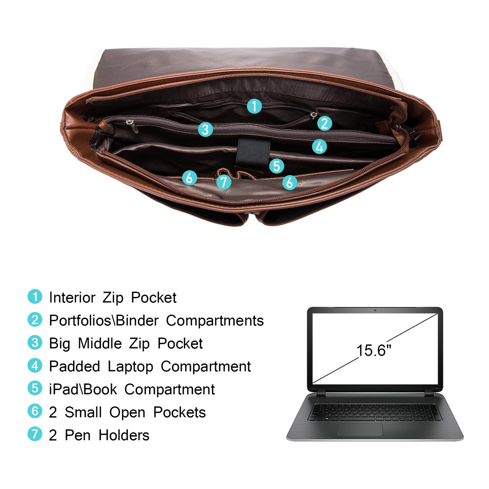 JMT-985098 Leather Messenger Bag for Laptop, Waterproof Business Tote with Anti-Theft Features, Stylish Shoulder Briefcase for Women
