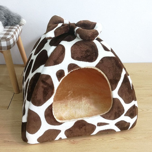 JMT-985738 Dual-Purpose Enclosed Cat and Dog Yurt with Flannel and Sponge for Indoor Comfort