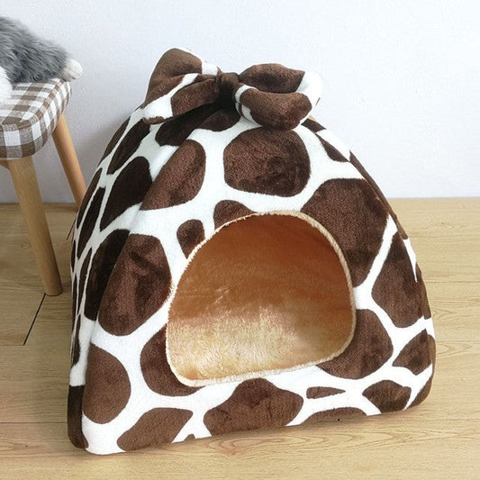 JMT-985738 Dual-Purpose Enclosed Cat and Dog Yurt with Flannel and Sponge for Indoor Comfort