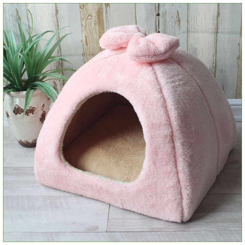 JMT-985738 Dual-Purpose Enclosed Cat and Dog Yurt with Flannel and Sponge for Indoor Comfort