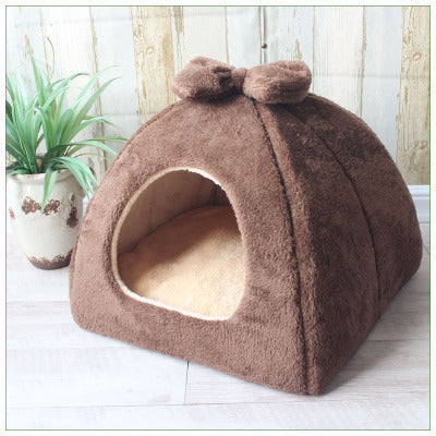 JMT-985738 Dual-Purpose Enclosed Cat and Dog Yurt with Flannel and Sponge for Indoor Comfort