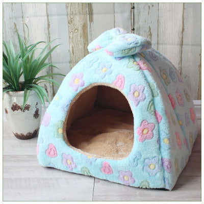 JMT-985738 Dual-Purpose Enclosed Cat and Dog Yurt with Flannel and Sponge for Indoor Comfort