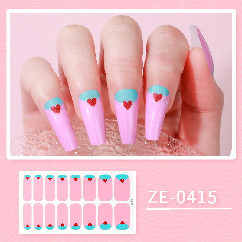 JMT-985738 Ladies Waterproof Nail Art Stickers - Love Heart Designs with Nail File