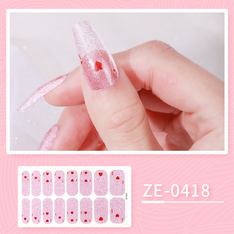 JMT-985738 Ladies Waterproof Nail Art Stickers - Love Heart Designs with Nail File