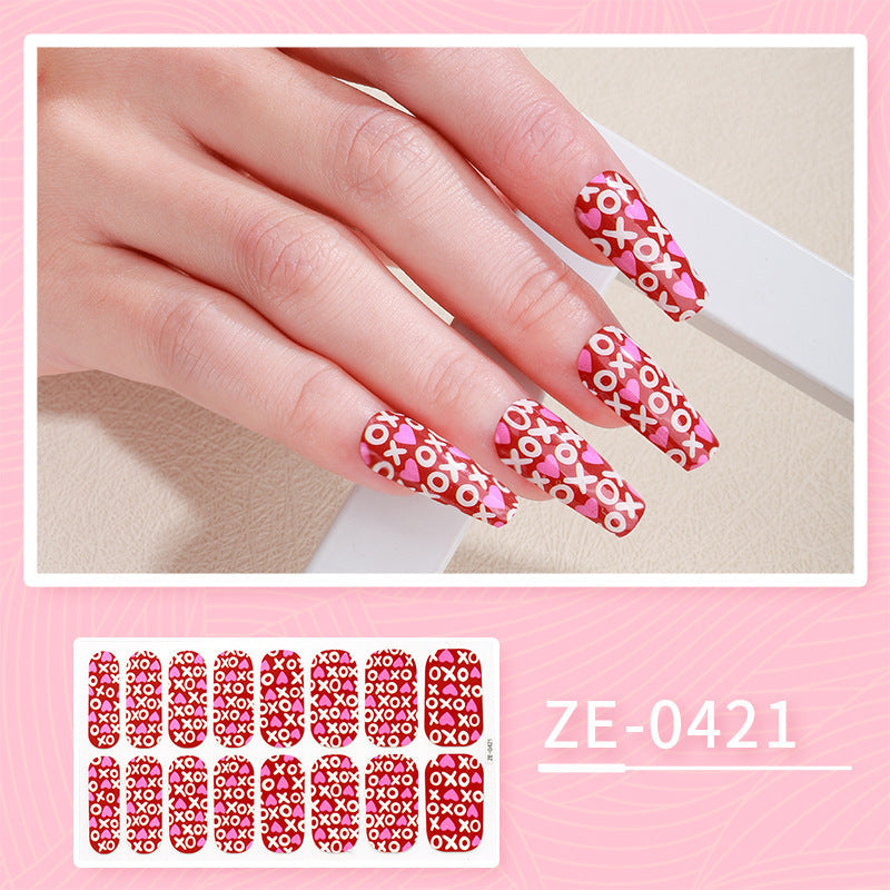 JMT-985738 Ladies Waterproof Nail Art Stickers - Love Heart Designs with Nail File