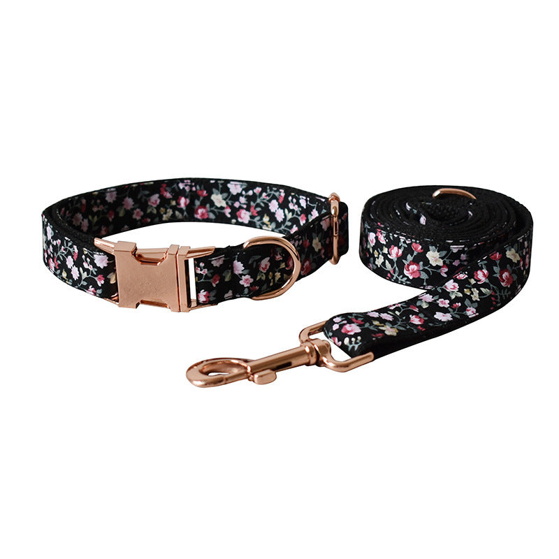 JMT-985930 Durable Black Polyester Dog and Cat Leash with Collar – Adjustable Size Options Available