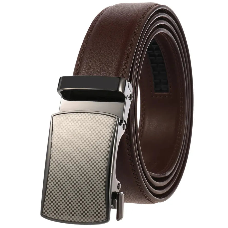 JMT-986186 Automatic Leather Belt with High-End Luxury Buckle for Men - Model LY33-222650-1