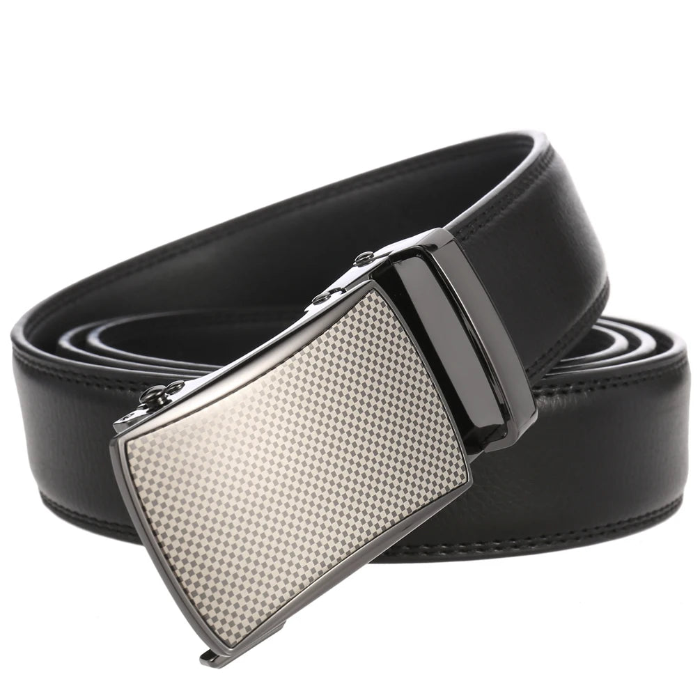 JMT-986186 Automatic Leather Belt with High-End Luxury Buckle for Men - Model LY33-222650-1