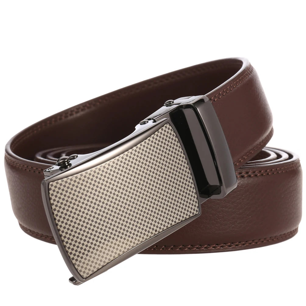 JMT-986186 Automatic Leather Belt with High-End Luxury Buckle for Men - Model LY33-222650-1