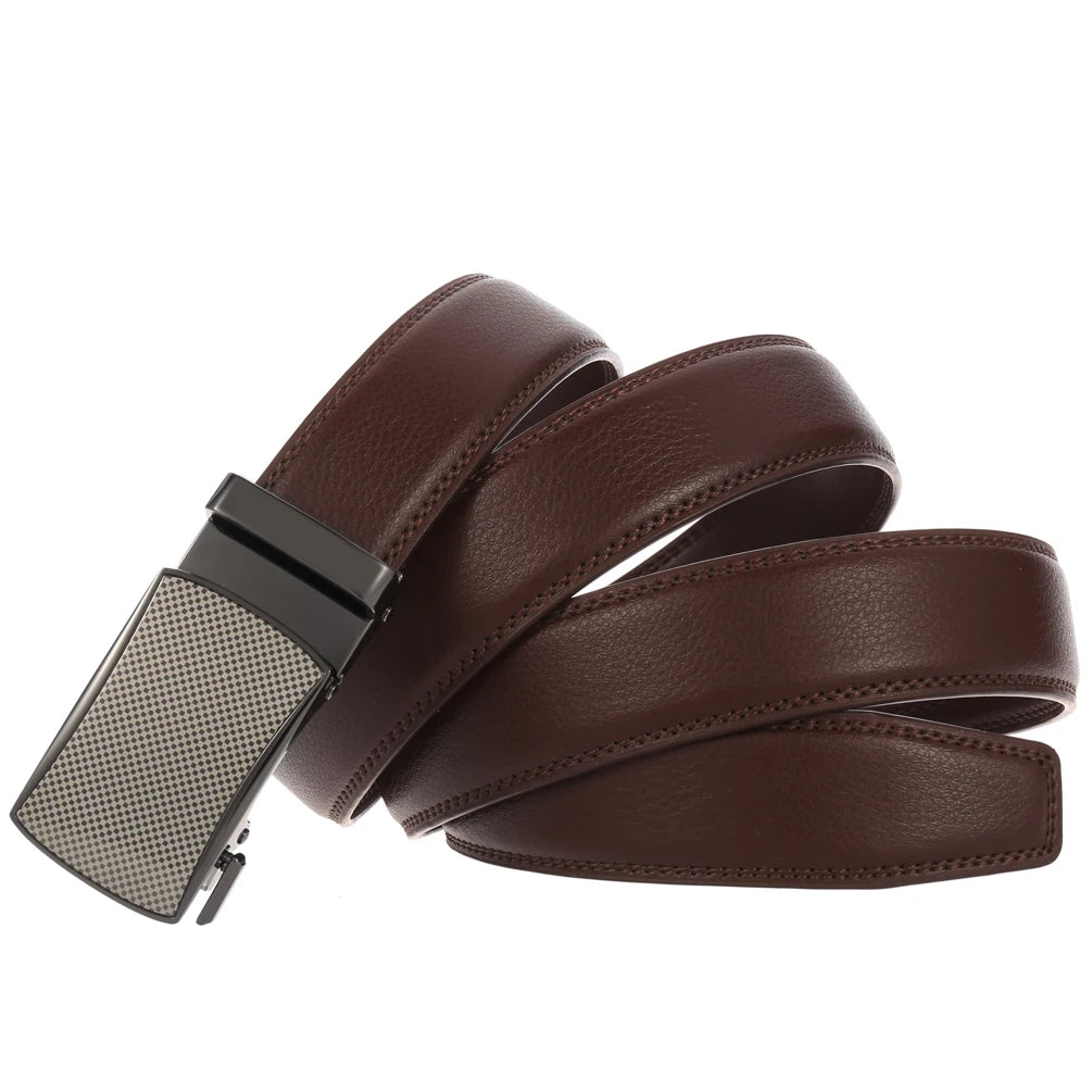 JMT-986186 Automatic Leather Belt with High-End Luxury Buckle for Men - Model LY33-222650-1