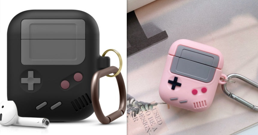 JMT-986378 Silicone Cover Case for AirPods Pro with Classic Game Console Design and Keychain Attachment