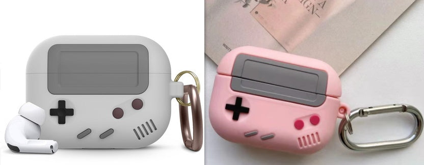 JMT-986378 Silicone Cover Case for AirPods Pro with Classic Game Console Design and Keychain Attachment