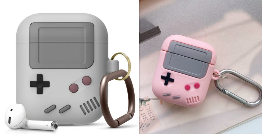 JMT-986378 Silicone Cover Case for AirPods Pro with Classic Game Console Design and Keychain Attachment