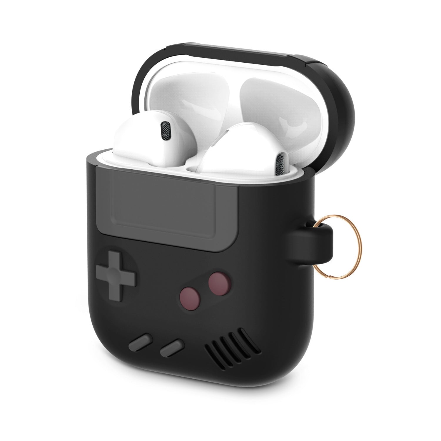 JMT-986378 Silicone Cover Case for AirPods Pro with Classic Game Console Design and Keychain Attachment