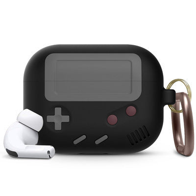 JMT-986378 Silicone Cover Case for AirPods Pro with Classic Game Console Design and Keychain Attachment