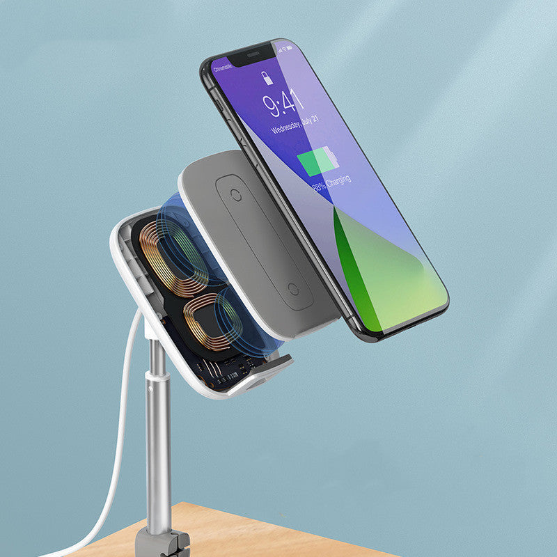 JMT-986442 Adjustable Wireless Charger and Desktop Stand for Phones and Tablets - Silver/Rose Gold