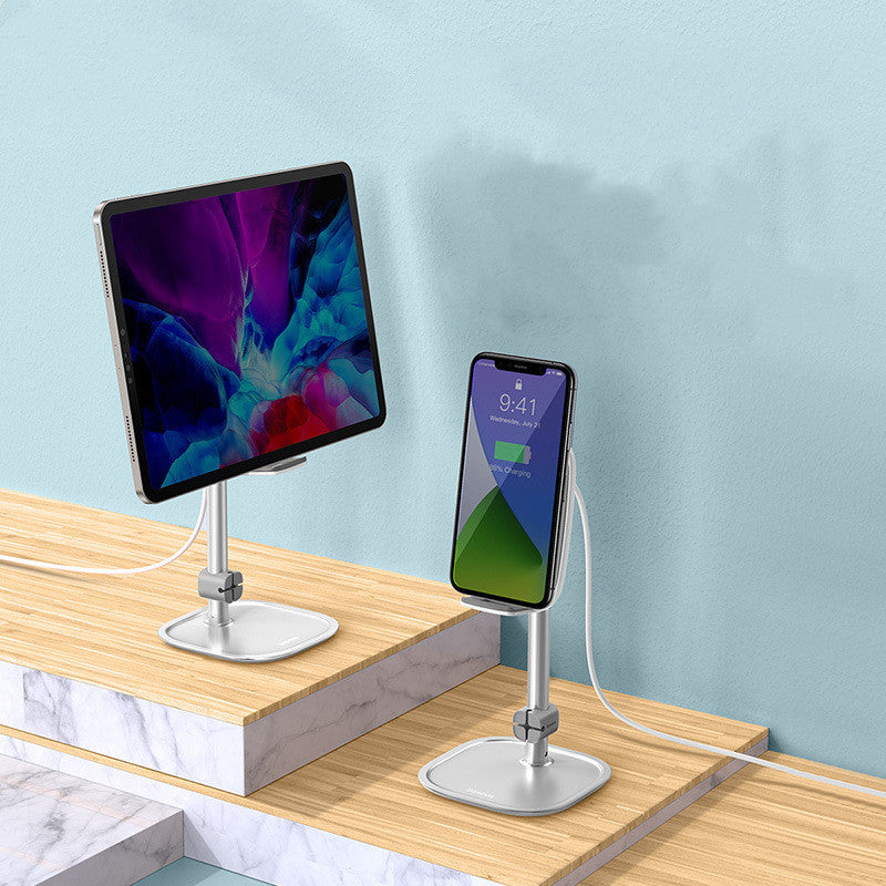 JMT-986442 Adjustable Wireless Charger and Desktop Stand for Phones and Tablets - Silver/Rose Gold
