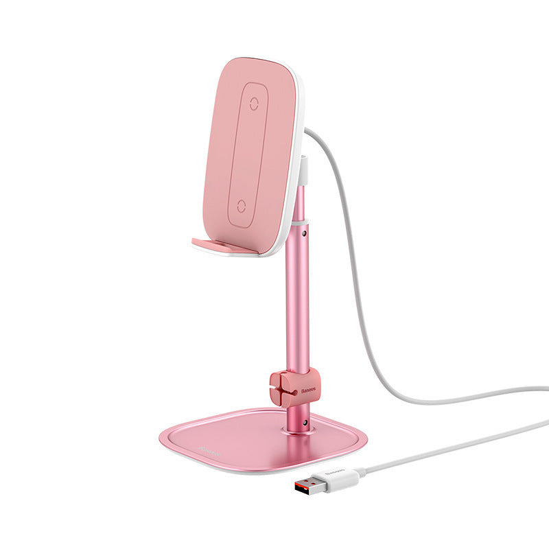 JMT-986442 Adjustable Wireless Charger and Desktop Stand for Phones and Tablets - Silver/Rose Gold