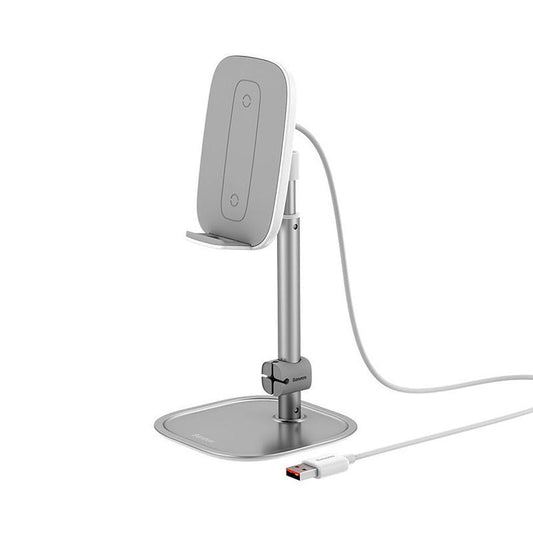 JMT-986442 Adjustable Wireless Charger and Desktop Stand for Phones and Tablets - Silver/Rose Gold