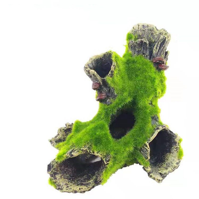 JMT-986762 Aquarium Resin Wood Decoration for Fish Tanks - Flocking Tree Holes Available