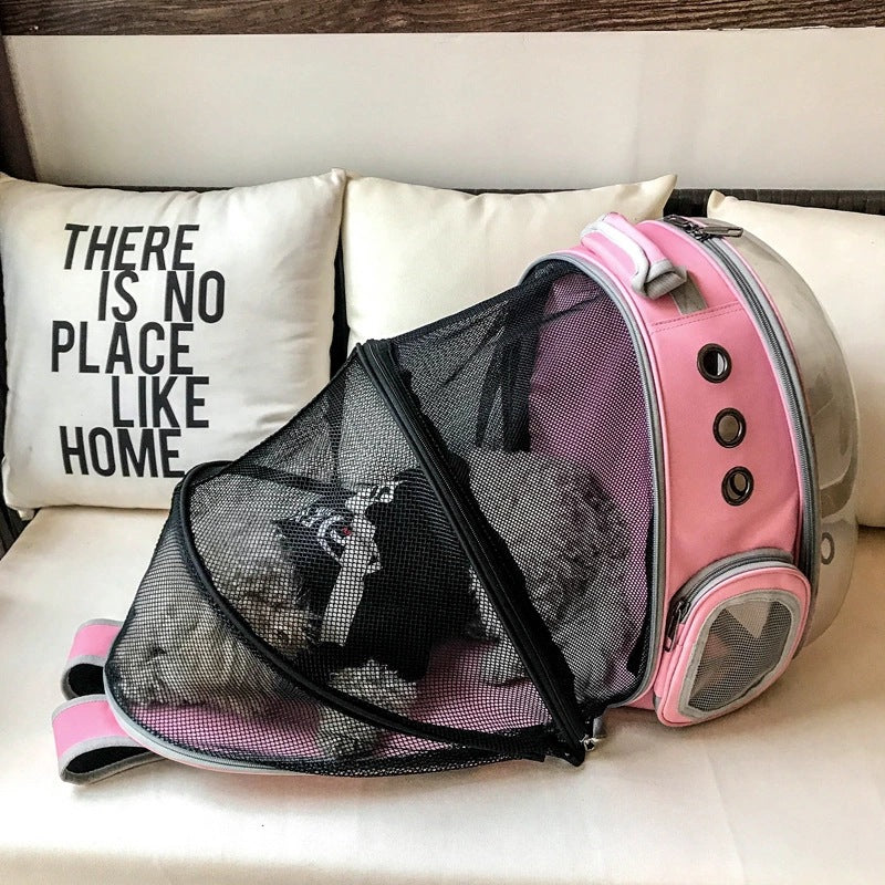 JMT-986826 Breathable Transparent Pet Backpack with Expandable Space for Cats and Small Dogs