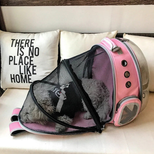 JMT-986826 Breathable Transparent Pet Backpack with Expandable Space for Cats and Small Dogs