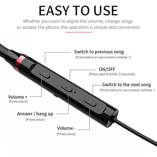 JMT-987402 Wireless Bluetooth 5.0 Neckband Earphones with Magnetic Design for Sports and Gym Use