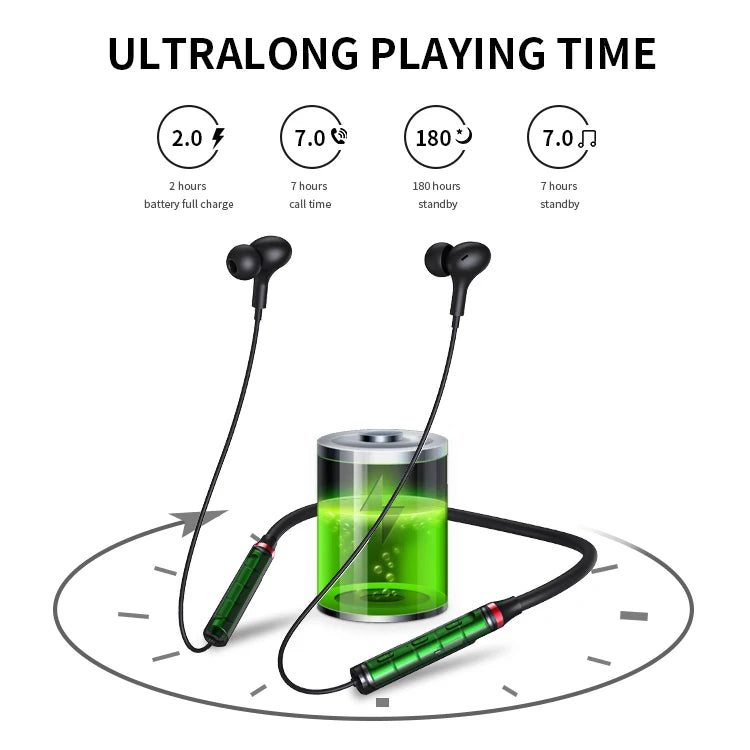 JMT-987402 Wireless Bluetooth 5.0 Neckband Earphones with Magnetic Design for Sports and Gym Use