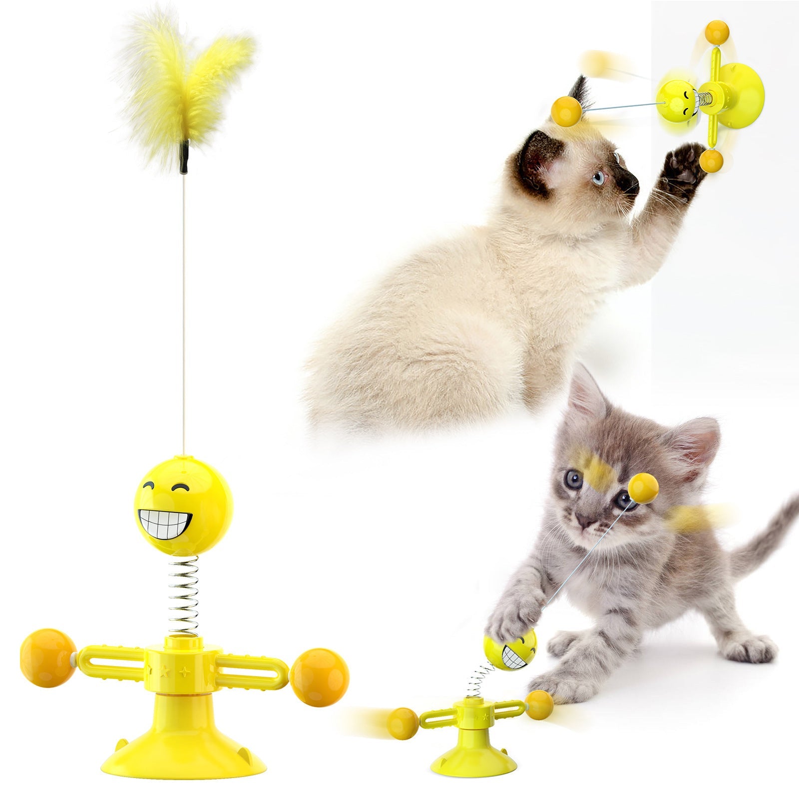 JMT-987722 Interactive Spring Toy for Cats with Rotating Balls - Durable, Eco-Friendly Cat Plaything