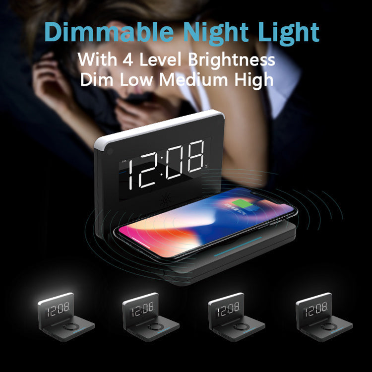 JMT-987914 Folding LED Wireless Charging Clock with USB Cable and Manual