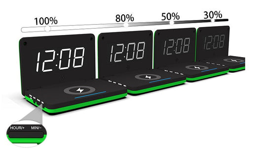 JMT-987914 Folding LED Wireless Charging Clock with USB Cable and Manual