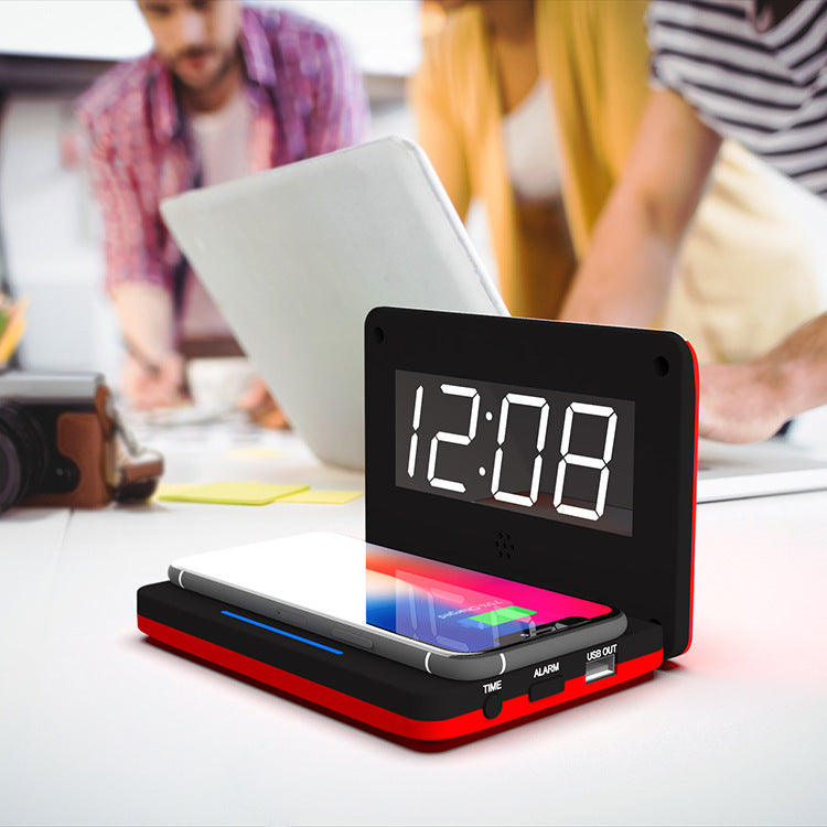 JMT-987914 Folding LED Wireless Charging Clock with USB Cable and Manual