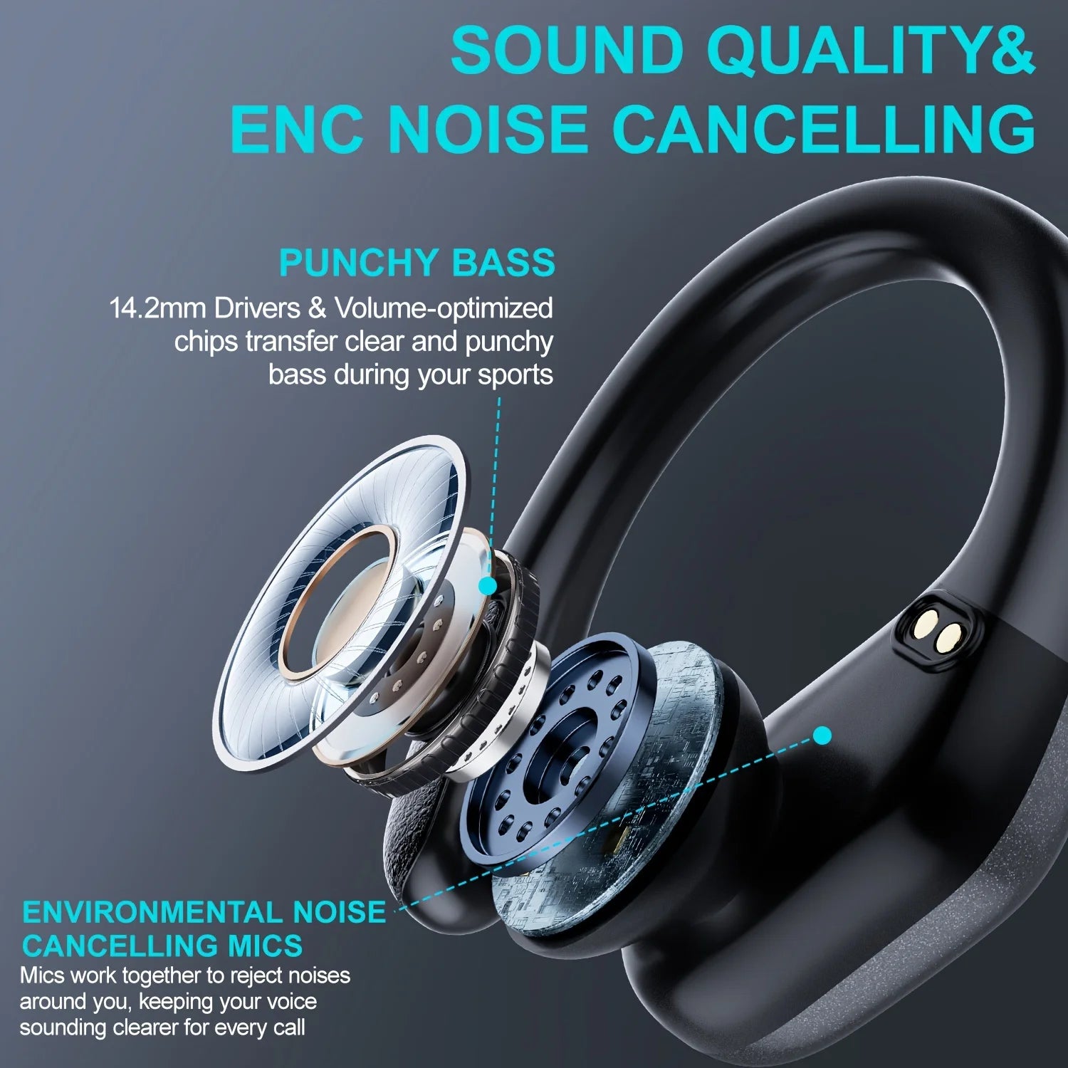 JMT-987914 Waterproof Wireless Earbuds for Sports and Gaming - Noise Canceling TWS Earphones with Secure Fit