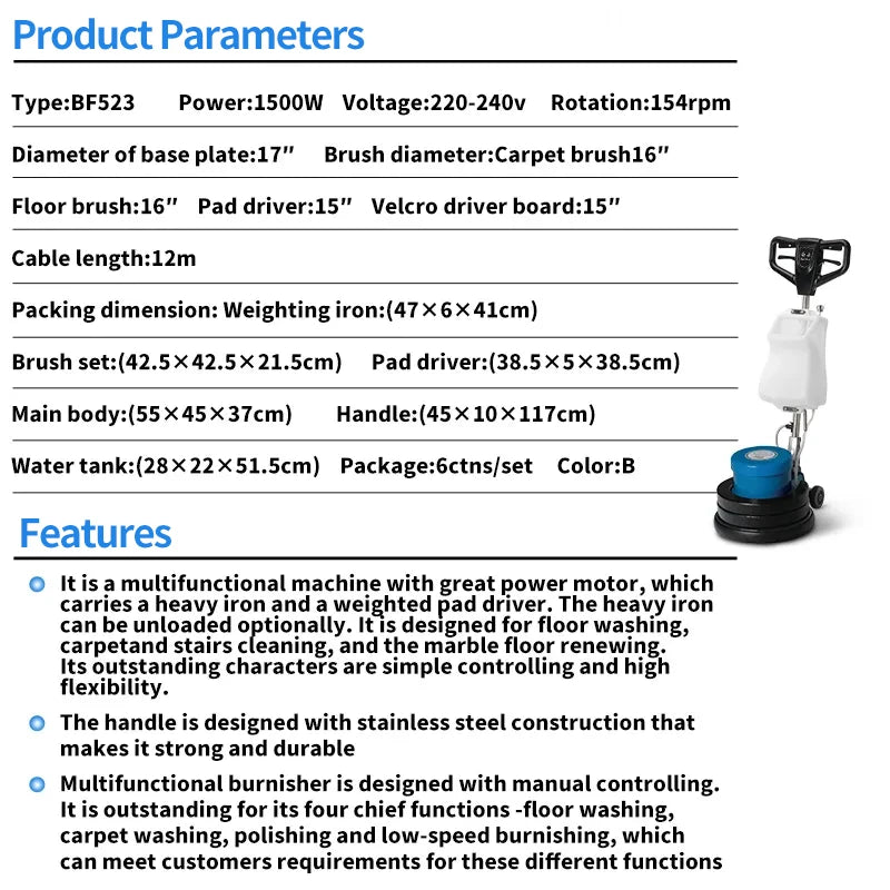 JMT-988362 Marble Floor Cleaning and Polishing Machine with Automatic Scrubbing and Waxing Function