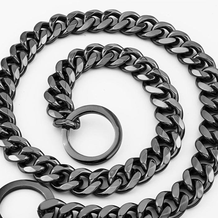 JMT-988554 Hip Hop Style Titanium Steel Metal 15mm Dog Leash - Available in Gold, Black, Silver, Rose Gold