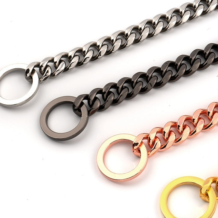 JMT-988554 Hip Hop Style Titanium Steel Metal 15mm Dog Leash - Available in Gold, Black, Silver, Rose Gold