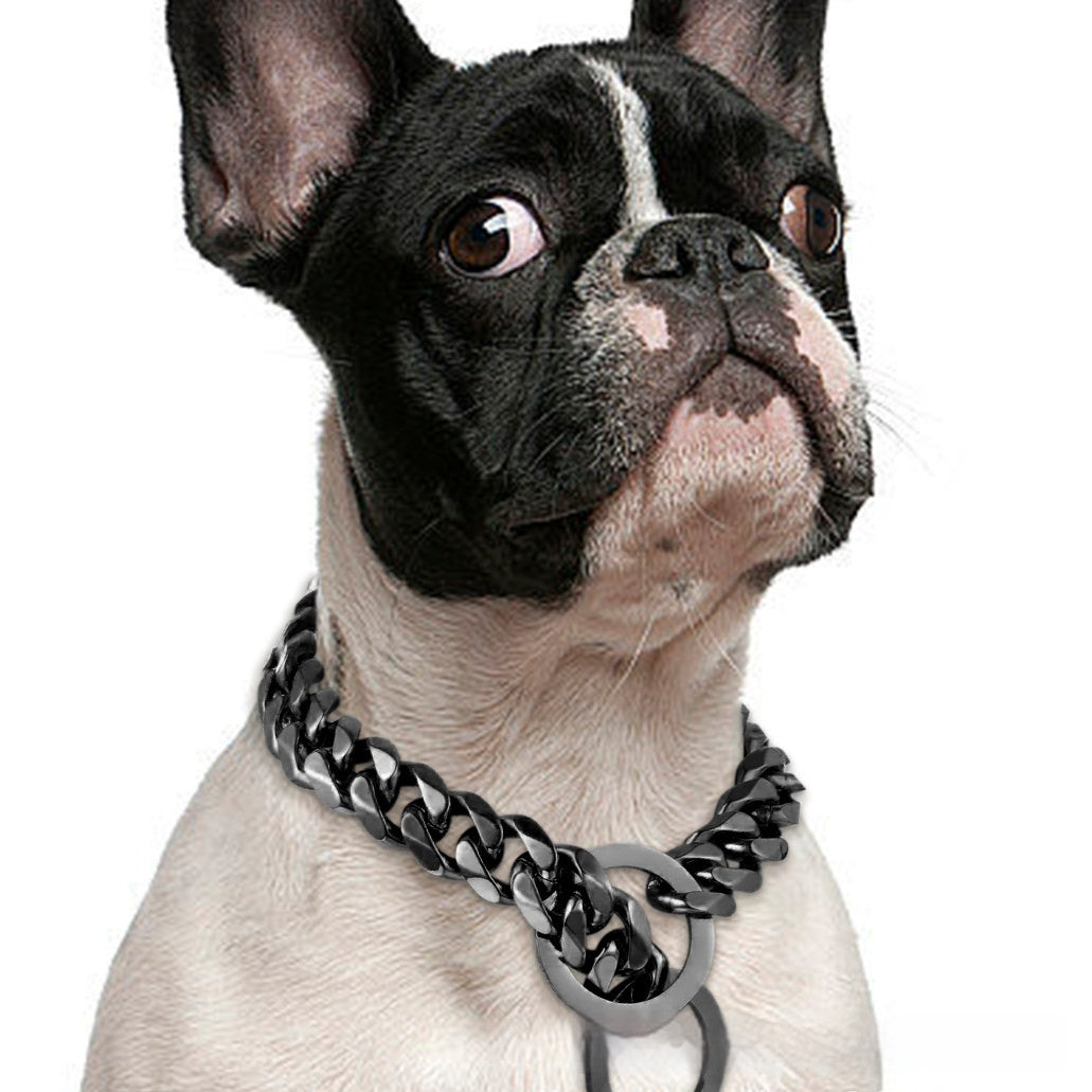 JMT-988554 Hip Hop Style Titanium Steel Metal 15mm Dog Leash - Available in Gold, Black, Silver, Rose Gold