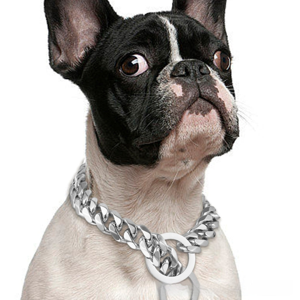 JMT-988554 Hip Hop Style Titanium Steel Metal 15mm Dog Leash - Available in Gold, Black, Silver, Rose Gold