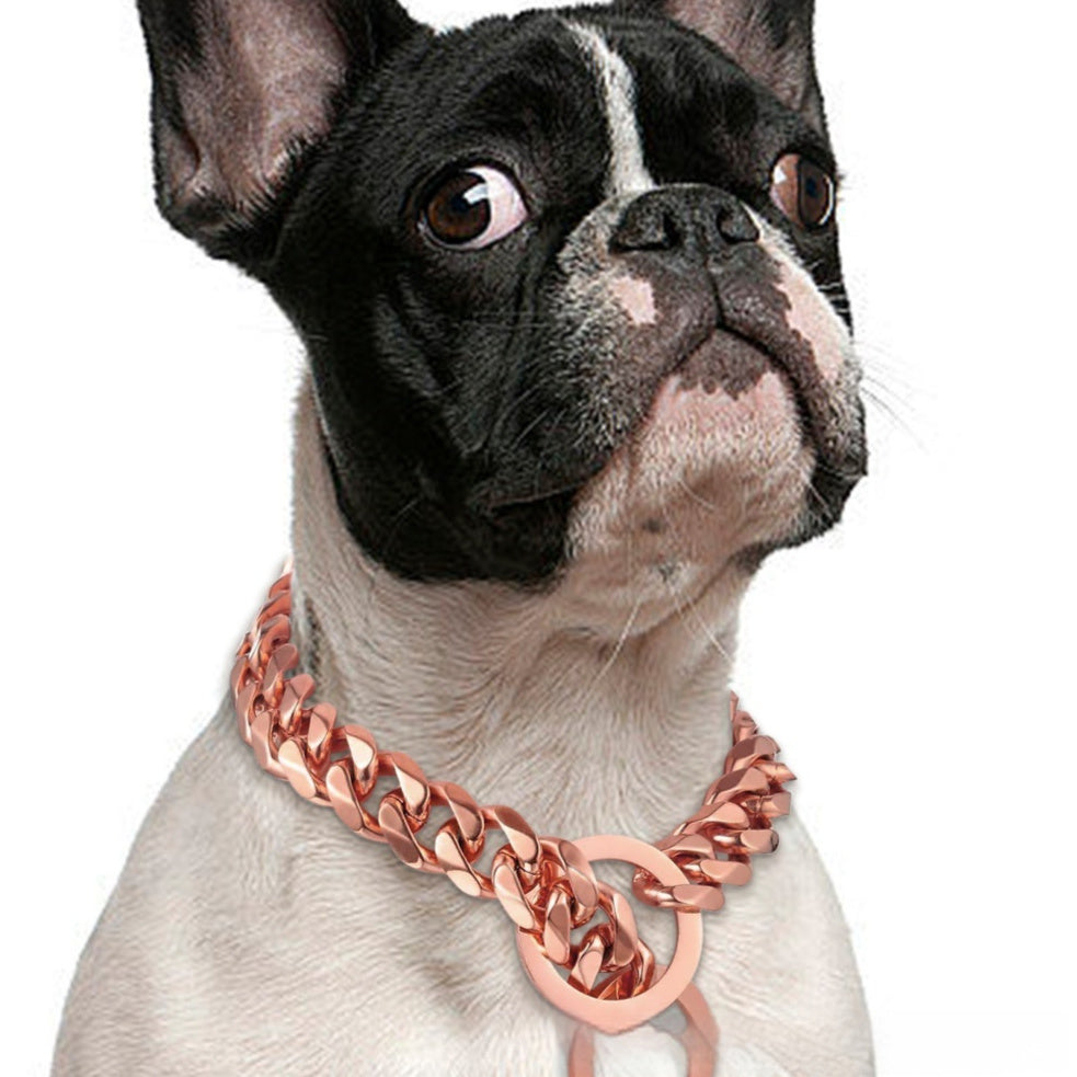 JMT-988554 Hip Hop Style Titanium Steel Metal 15mm Dog Leash - Available in Gold, Black, Silver, Rose Gold