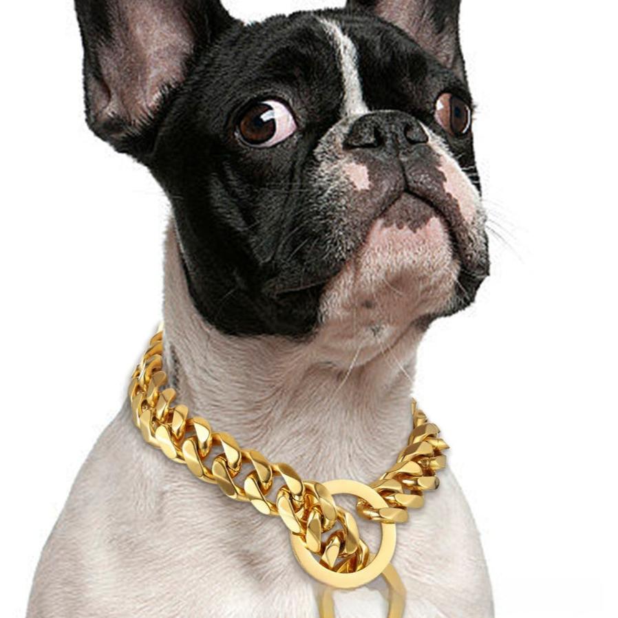 JMT-988554 Hip Hop Style Titanium Steel Metal 15mm Dog Leash - Available in Gold, Black, Silver, Rose Gold