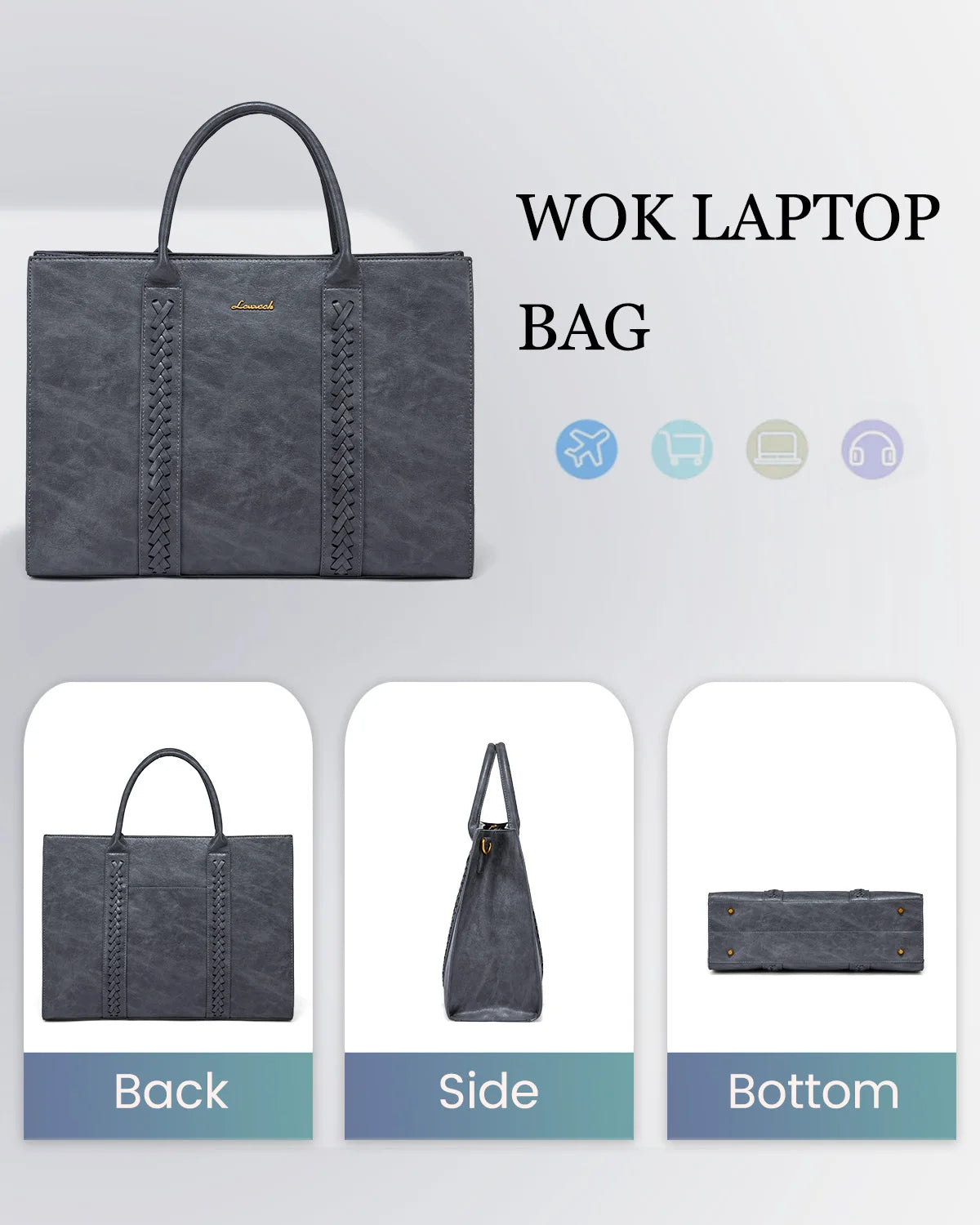 JMT-988554 Large Waterproof PU Leather Laptop Tote Bag for Business Women, Stylish Office Briefcase