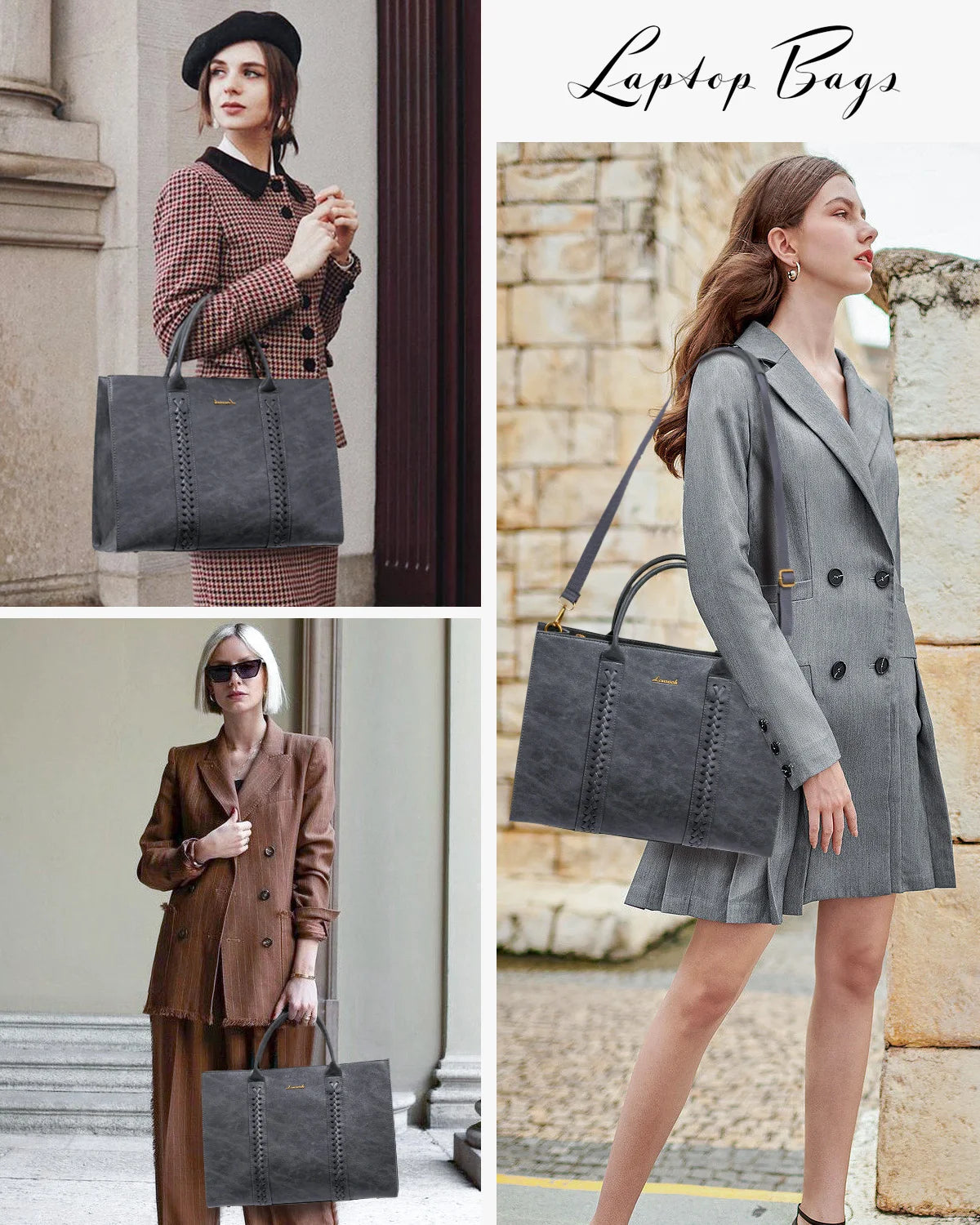 JMT-988554 Large Waterproof PU Leather Laptop Tote Bag for Business Women, Stylish Office Briefcase