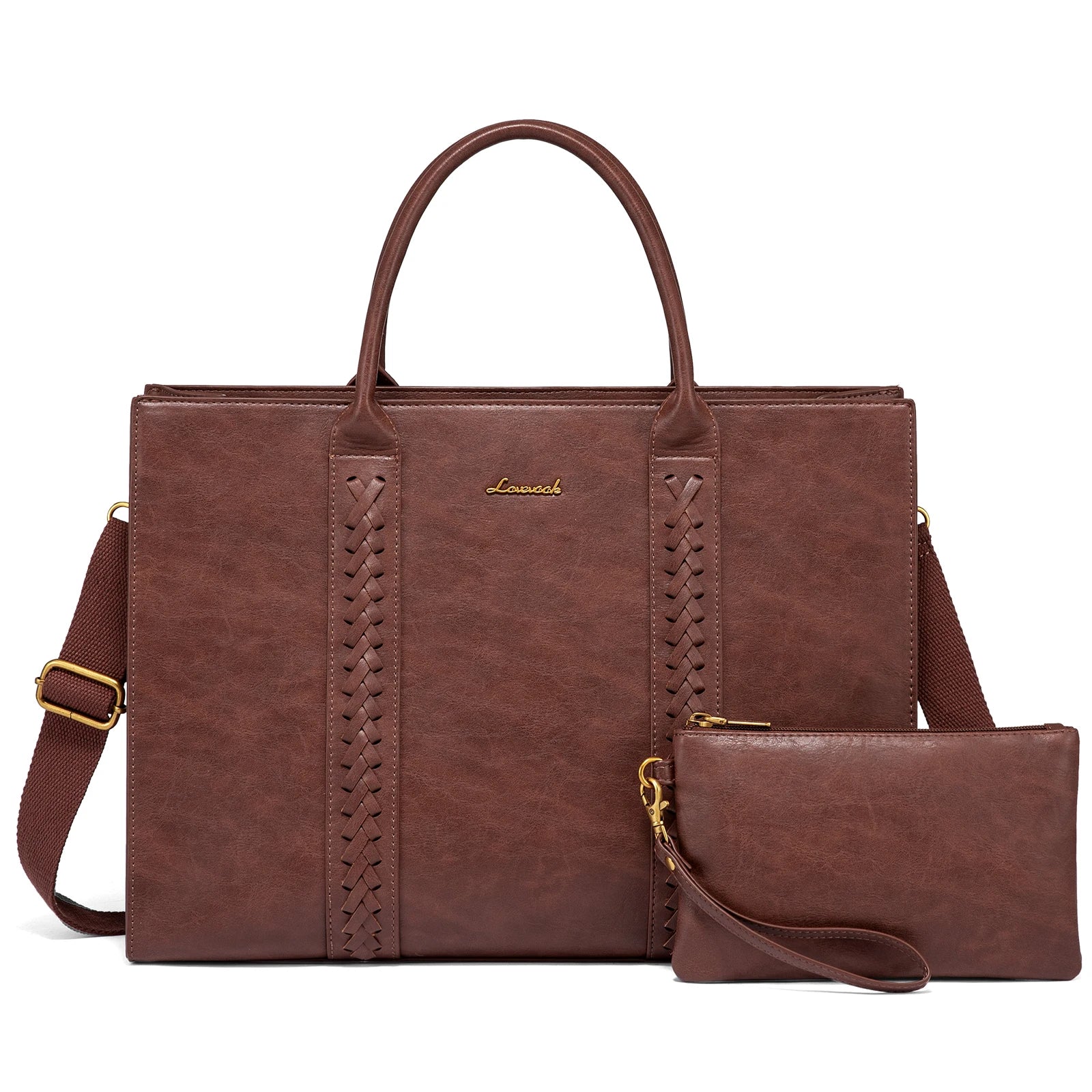 JMT-988554 Large Waterproof PU Leather Laptop Tote Bag for Business Women, Stylish Office Briefcase