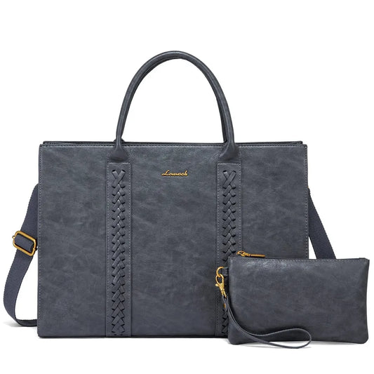 JMT-988554 Large Waterproof PU Leather Laptop Tote Bag for Business Women, Stylish Office Briefcase