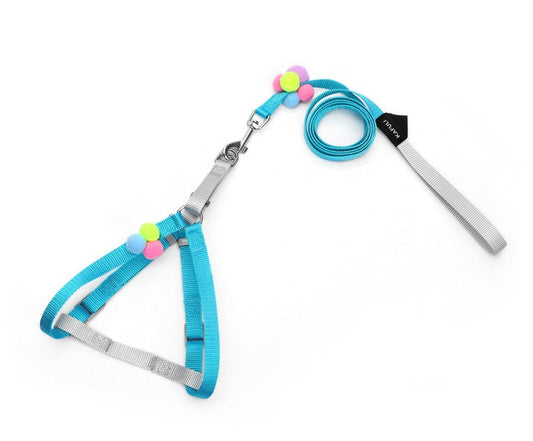 JMT-989066 Colorful Fluffy Ball Traction Rope with Harness for Small and Medium Dogs and Cats (KFL210403)